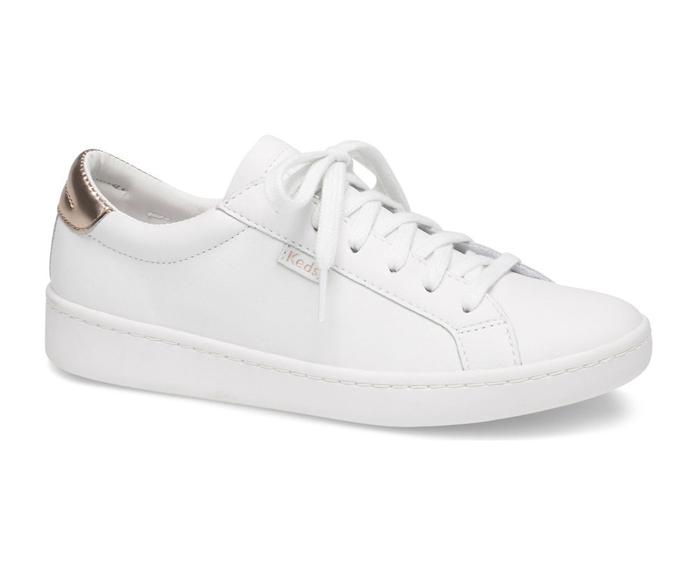 Womens Keds Sneakers - Ace Leather - White - 1380-OKZBR